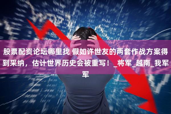 股票配资论坛哪里找 假如许世友的两套作战方案得到采纳，估计世界历史会被重写！_将军_越南_我军